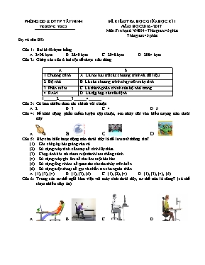 Đề kiểm tra giữa học kì I Tin học lớp 6 - Năm học 2016-2017 - Phòng GD & ĐT Tây Ninh